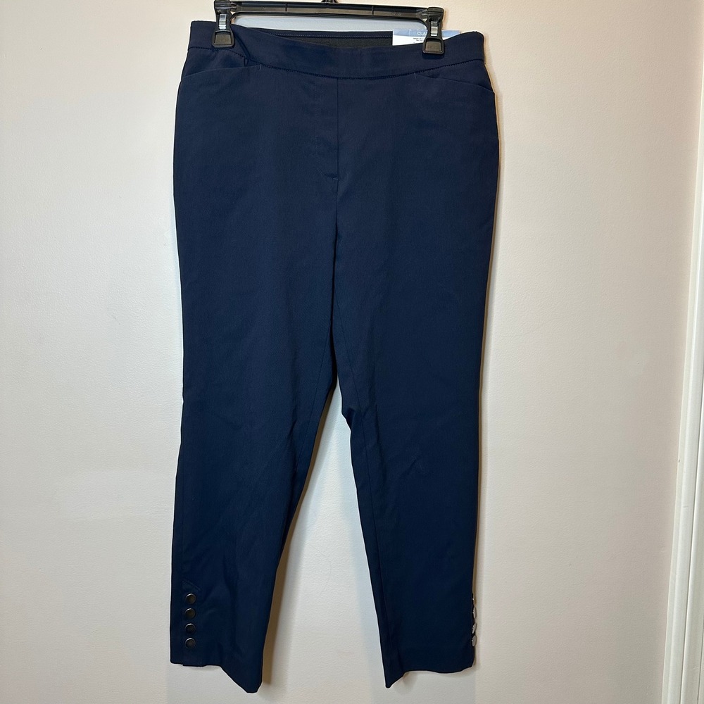NWD Liz Claiborne Career Womens Size 8 Classic Ankle Pants Navy Blue Stretch